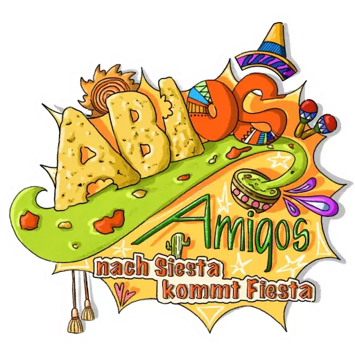 Logo mit 'Abios Amigos - nach Siesta kommt Fiesta'